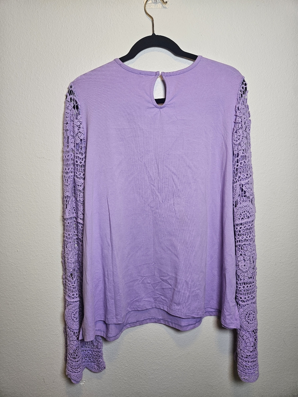 Diane Gilman Dg2 Lace Sleeve Top Lilac Size 1x New Bell Sleeve Relaxed Fit - Picture 6 of 11